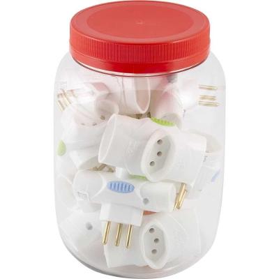 Plugue Tipo T DN1678 3 Saídas 2P+T Bivolt Branco Daneva 12 Peças