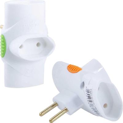 Plugue Tipo T DN1511 3 Saídas 2P com Design Seguro Branco Daneva 12 Peças