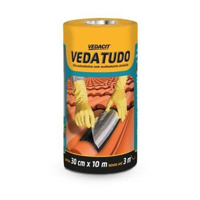 Fita Asfáltica Vedatudo Reparo Imediato Autoadesiva Prata Vedacit 30CM