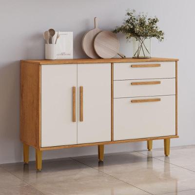 Balcão de Cozinha Lorena 3 Portas 2 Gavetas MDP 119,5CM Nature e Off White Kaiki Móveis