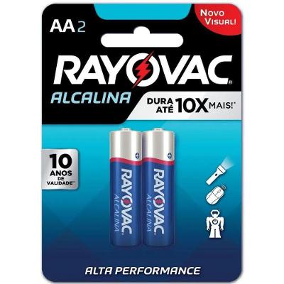 Pilha Alcalina Pequena AA 2 Unidades Alto Consumo Amarelo Rayovac 1.5V
