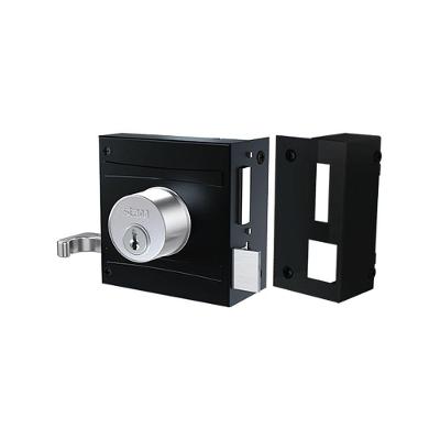 Fechadura Externa 701-80 Sobrepor para Portão com Corpo em Aço Preto Fosco Bivolt