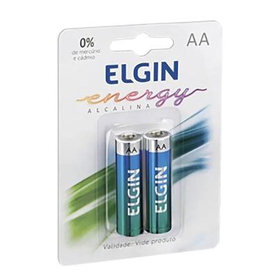 Pilha Alcalina AA Blister 2 Peças Alta Durabilidade Amarelo Elgin LR6