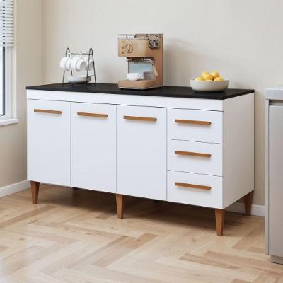 Balcão Atenas 3 Portas 3 Gavetas MDP 160CM Branco Kaiki Móveis