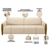 Sofá 02 Lugares 168cm Flora M03 Linho Bege - 6