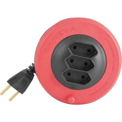 Extensão Elétrica Pop Spin DN1496 com 3 Tomadas 2P 10A Cabo Paralelo 2 X 0,75MM² Vermelho 3M Daneva
