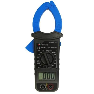 Alicate Amperímetro Digital ET-3111 com Medição AC-DC e Display Iluminado Preto Minipa 1000A 600V