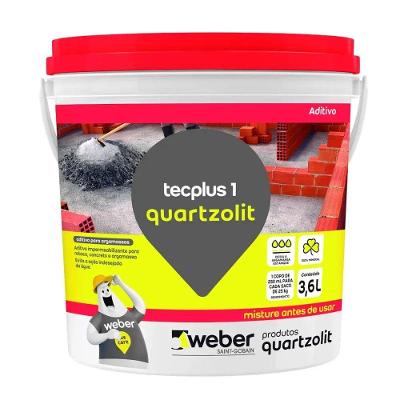 Aditivo para Concretos e Argamassa Tecplus 1 Impermeabilizante Resina Acrílica Branco Quartzolit