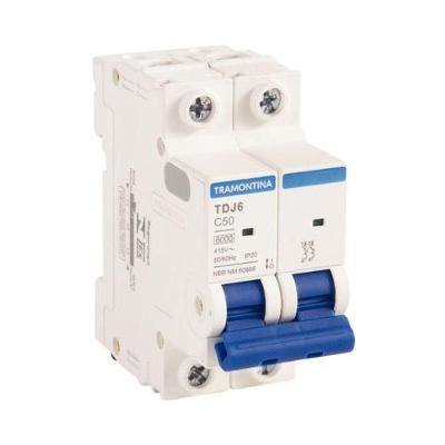 Disjuntor TDJ6-2C50 2P 50A com Capacidade 6KA Branco Tramontina 2x50A 2P 6KA