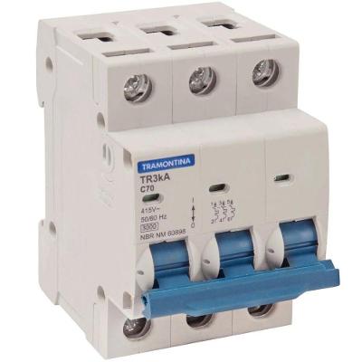 Disjuntor Tripolar TTR3KA Proteção Contra Sobrecarga e Curto-Circuito Inox Tramontina 3P 70A 220V