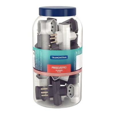 Adaptador 33846 2P+T 10A 250V Preto e Branco Tramontina 20 Unidades