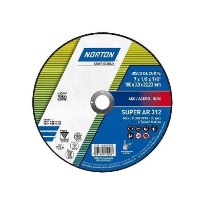 Disco de Corte AR312 para Aço Carbono e Inox com Alta Precisão 180X3,0X22,23MM Norton