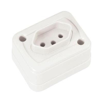 Tomada Sobrepor 2P+T 10A-250V Modelo 36743 para Uso Residencial Branca Tramontina