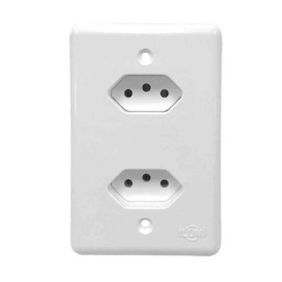 Tomada Dupla 20A Stylus com Conexão Até 20A com e sem Pino Terra Branca Ilumi