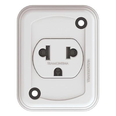 Tomada de Sobrepor 2P+T 10A 250V com Parafusos e Picote Branco Tramontina