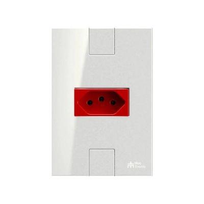Tomada Click 2P+T 20A 250VCA Vermelha com Placa Mec Tronic