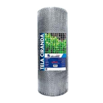Tela de Arame Malha 6 Fio 24 para Cercamento Viveiro Bege São Jorge 12,5CM 1M