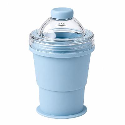 Copo Dobrável de Silicone com Forma para Esfera de Gelo Reutilizável com Tampa e Canudo Azul 0,5L