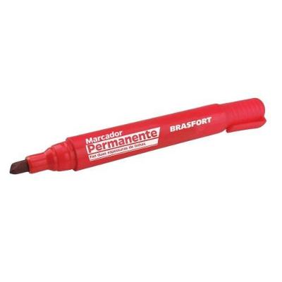 Marcador Permanente Brasfort CANETA MARCAD PONTA GROSSA VM Tinta Álcool 1 Unidade Vermelho