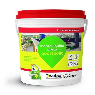 Manta Líquida Quartzolit Preta Impermeabilização Pronta para Uso 3,6KG