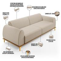 Sofá 04 Lugares Para Sala De Estar Kiev 260 Cm Bege C-107 - 9