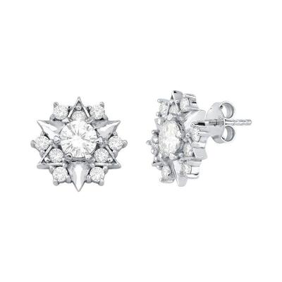 Brincos VD 113 em Prata 925 com Banho de Ouro Ou Rhodium e Moissanites Dourado