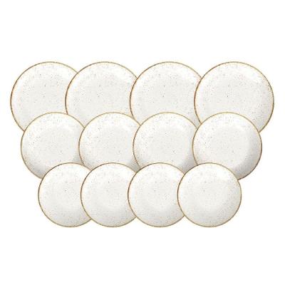 Jogo de Pratos Rústico Marrom 12 Peças Porcelana Decorada Tramontina