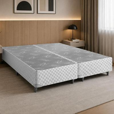 Base para Cama Box King Bipartida CR461E com Pés de Madeira Branco Multimóveis 193CM