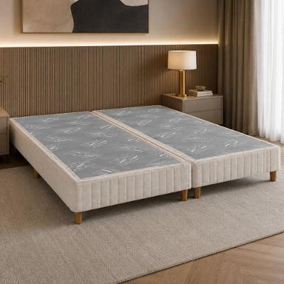 Base para Cama Box Queen Bipartida CR462D Estrutura em Madeira Bege Multimóveis 158CM