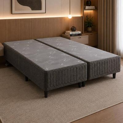 Base para Cama Box King Bipartida CR460E com Pés de Madeira Cinza Multimóveis
