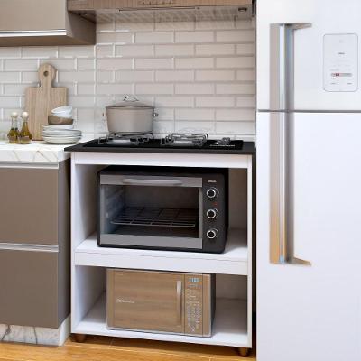 Balcão para Cooktop Turim 4 Bocas 2 Nichos 76,5CM Branco Kaiki Móveis