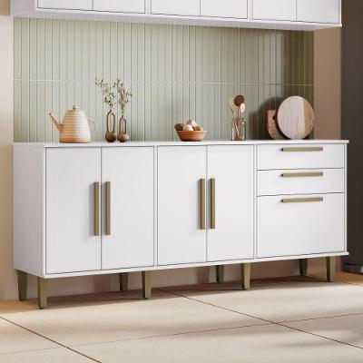 Balcão Lorena 5 Portas 2 Gavetas MDP 178.4CM Branco Kaiki Móveis