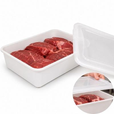 Bandeja Plástica Multiuso com Tampa 9L Empilhável para Açougue e Padaria Branca Polipropileno