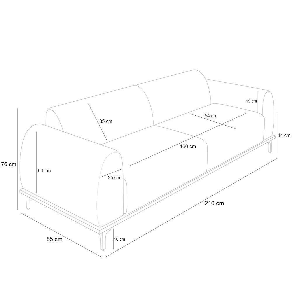 Sofá 03 Lugares Para Sala De Estar Kiev 210 Cm Bege C-107 - 4