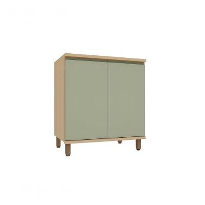 Balcão de Cozinha Domus 2 Portas MDF 80CM Verde UV com Tampo Luciane Móveis