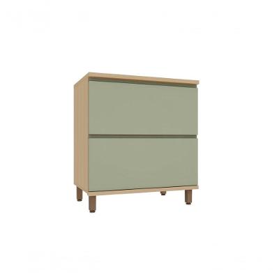 Balcão de Cozinha Domus 1 Porta 1 Gaveta MDF 80CM Verde UV com Tampo Luciane Móveis