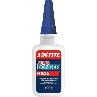 Adesivo Instantâneo Super Bonder Mega Secagem Rápida com Bico Aplicador Transparente Loctite 100G