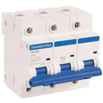 Disjuntor Tripolar TDJ10 com Proteção Contra Picos de Energia C Tramontina 100A 10KA