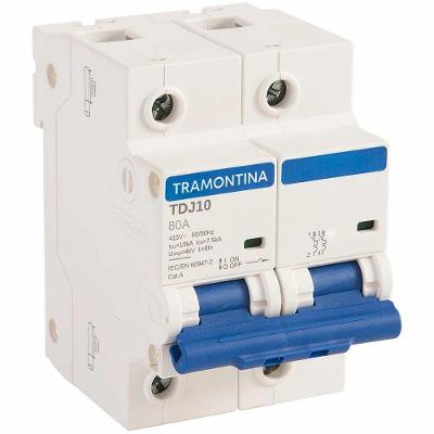 Disjuntor Bipolar TDJ10 com Proteção Curva C 80A 10KA 415V Tramontina