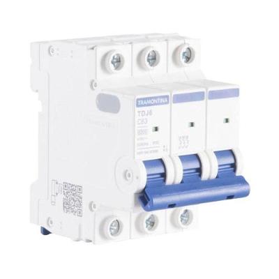 Disjuntor TDJ6-3C63 3P 63A 6K Proteção Elétrica Bivolt Branco Tramontina