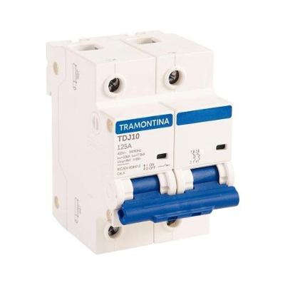 Disjuntor TDJ102C125 2P125A10KA-TRAMONTINA 2 Pólos 125A 10KA Bivolt Branco Tramontina
