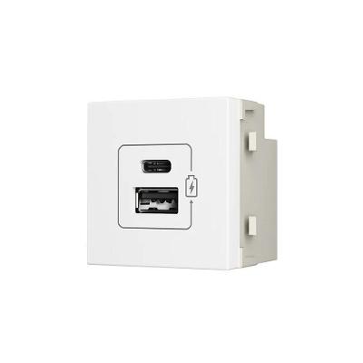 Módulo Tomada Duplo USB Infiniti Plus com Carregador USB-C + USB-A 2A 10W Margirius
