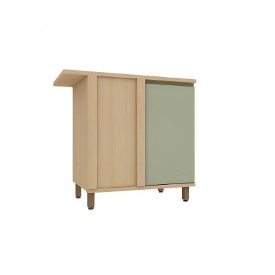 Balcão de Cozinha Canto Reto Domus 1 Porta MDF 95CM Verde UV Luciane Móveis
