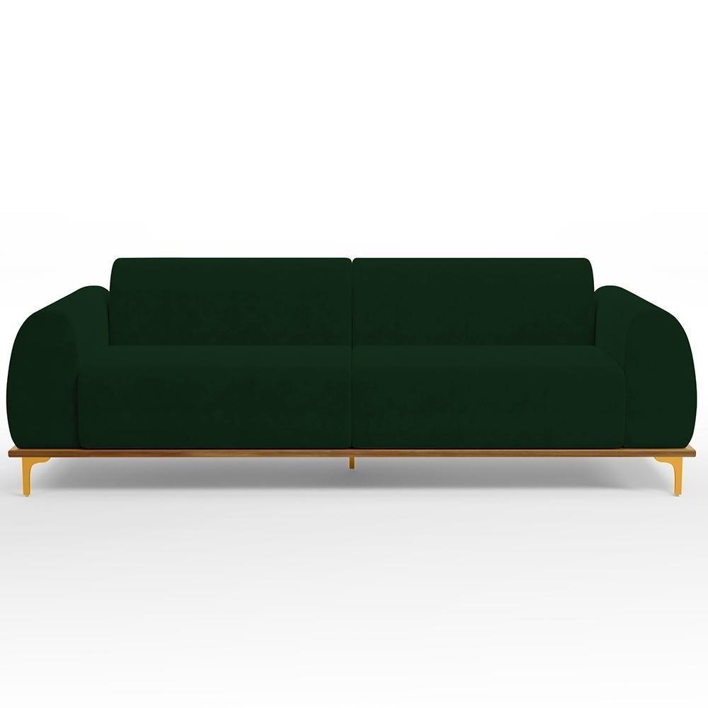 Sofá 03 Lugares Kiev 210 Cm Veludo Verde Musgo C-303 - 6