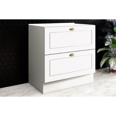 Balcão Cozinha Americana 2 Gavetas MDF 80CM Branco para Pia Gabinete Henn