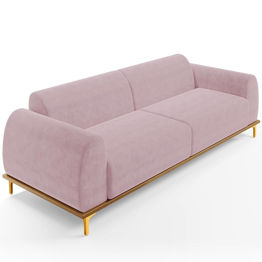 Sofá 04 Lugares Kiev 260 Cm Veludo Rosê C-305 - 1