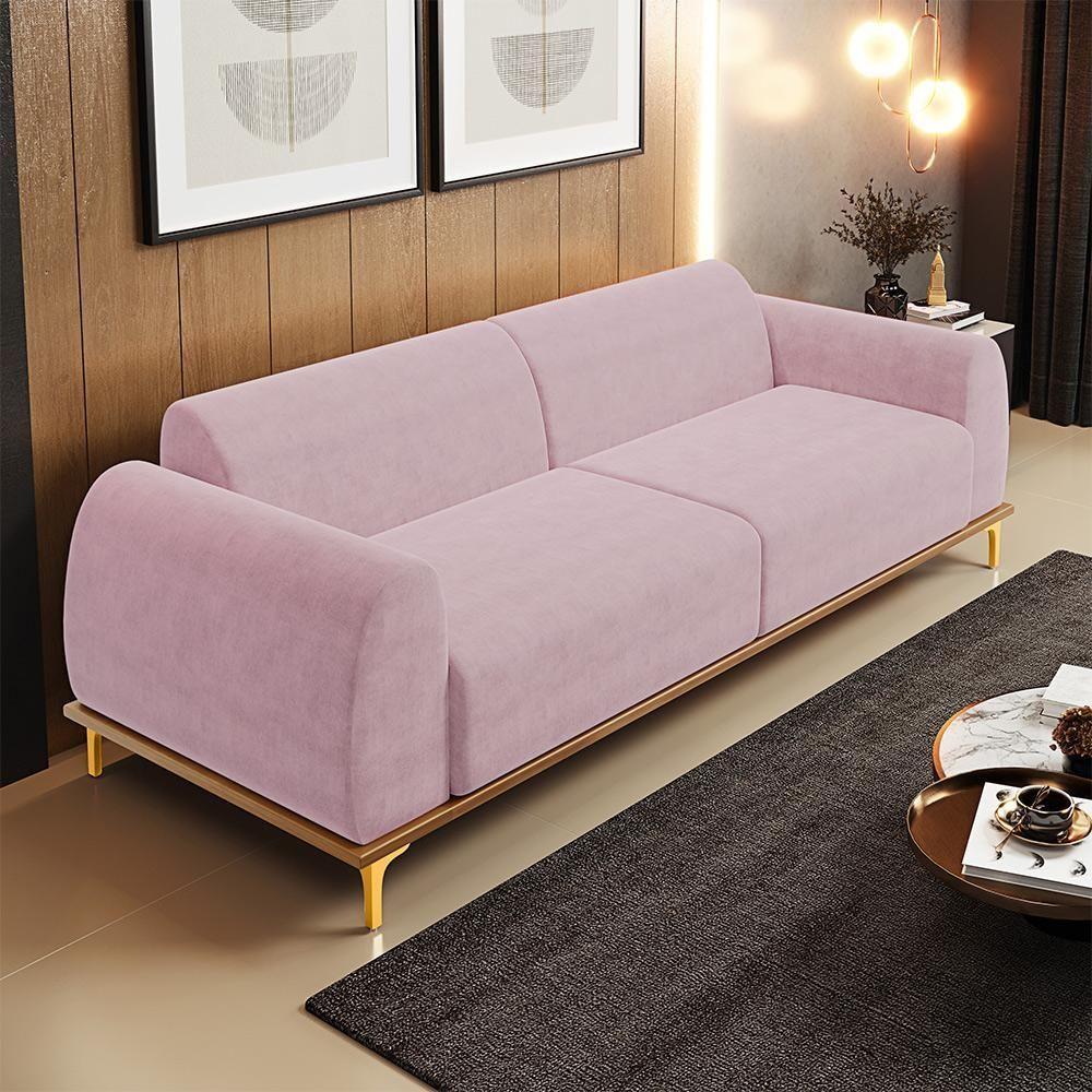 Sofá 04 Lugares Kiev 260 Cm Veludo Rosê C-305 - 7