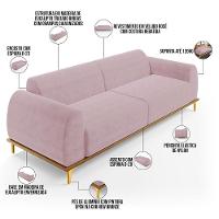 Sofá 04 Lugares Kiev 260 Cm Veludo Rosê C-305 - 5