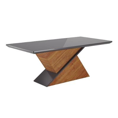 Mesa de Jantar Aurora 6 Lugares Retangular Vidro Marrom Viero Móveis