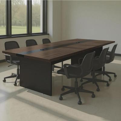 Mesa de Reunião Retangular Premium Moderno MDP 240CM Freijó e Preto Casah